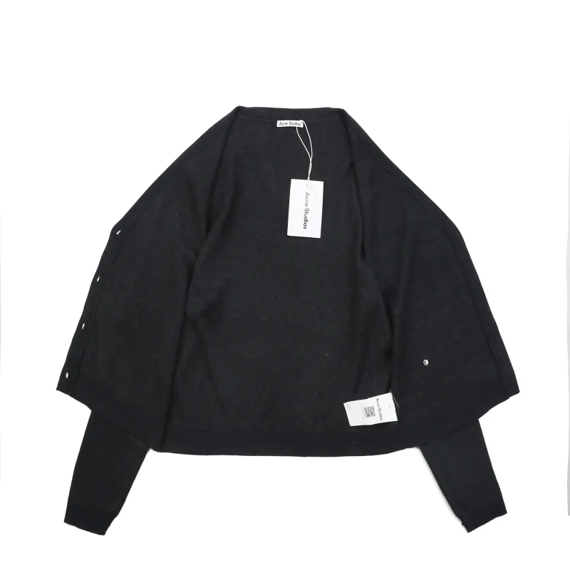 Acne Metallic Logo V-Neck Cardigan Interior Detail