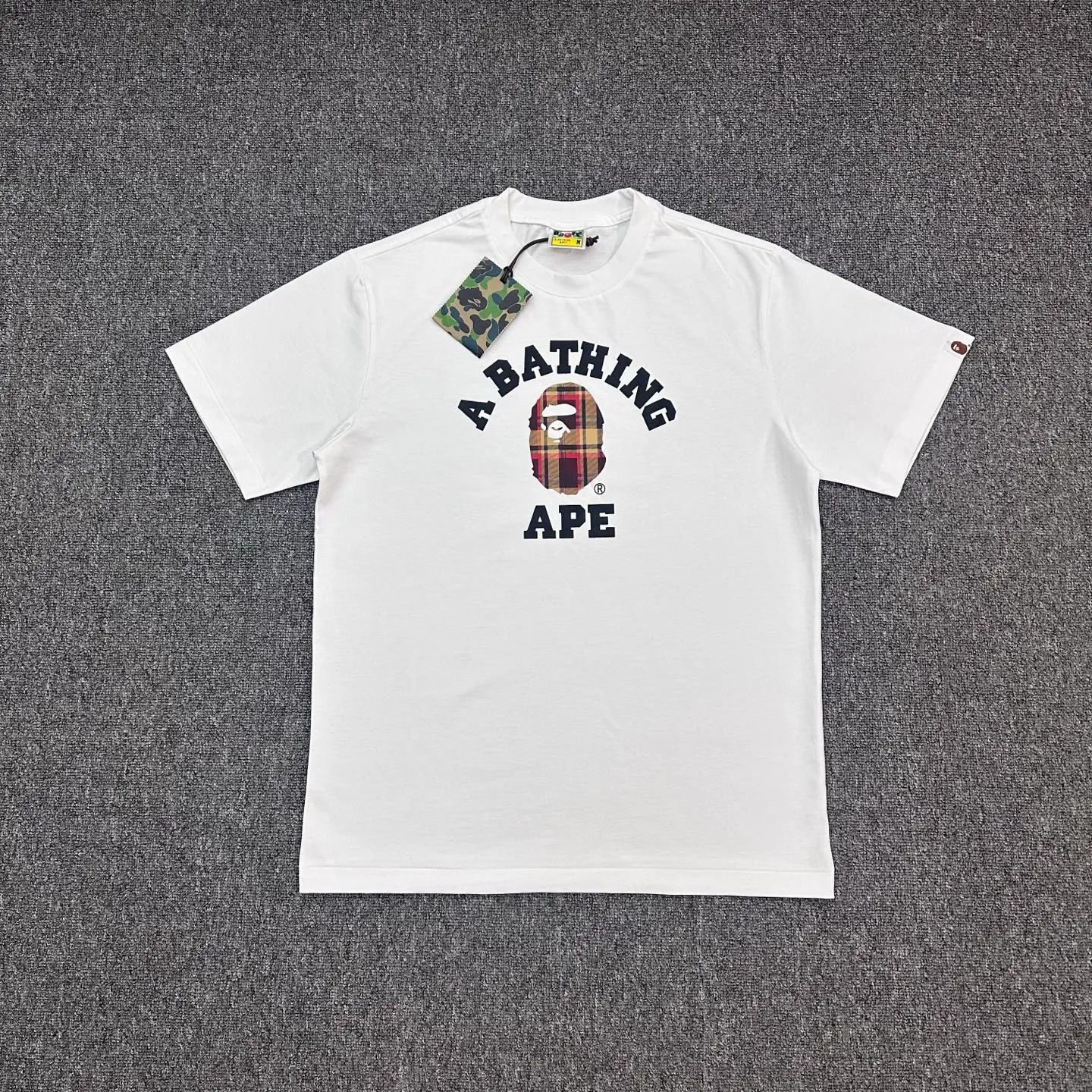 BAPE Ape Head Plaid Logo Crew Neck T-Shirt