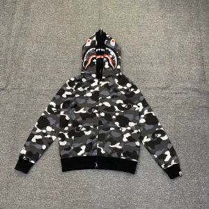 BAPE Camo Double Shark Glow-in-the-Dark Zip-Up Hoodie