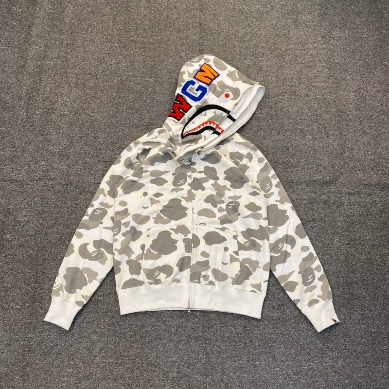 BAPE Camo Double Shark Glow-in-the-Dark Zip-Up Hoodie