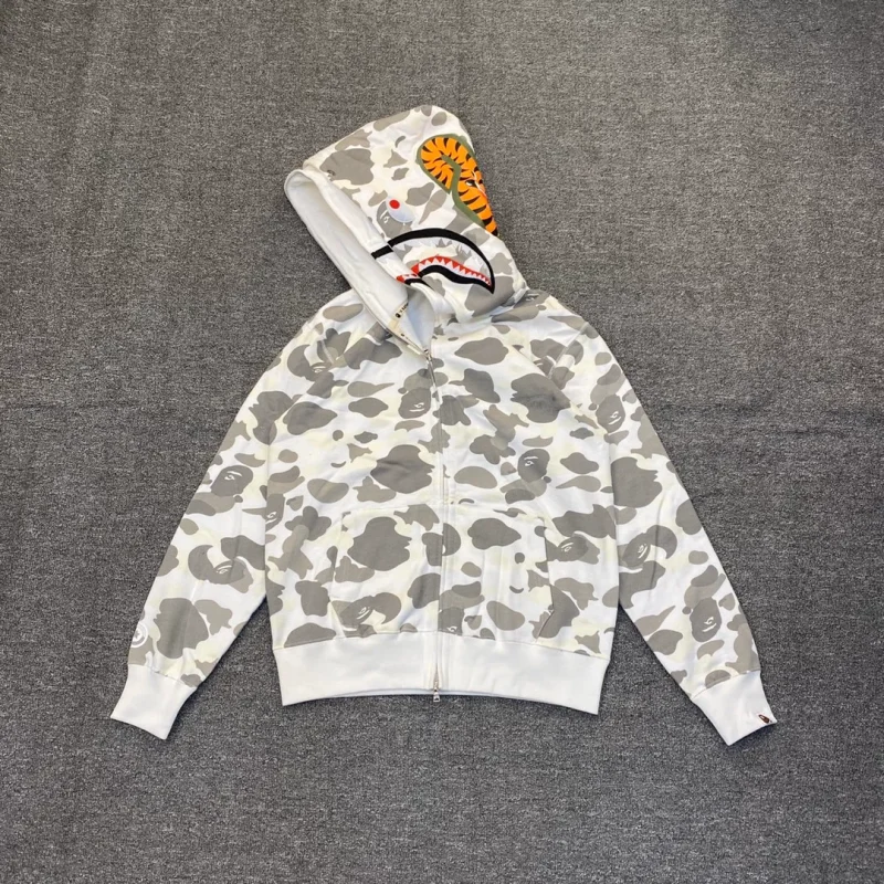 BAPE Camo Double Shark Glow-in-the-Dark Zip-Up Hoodie