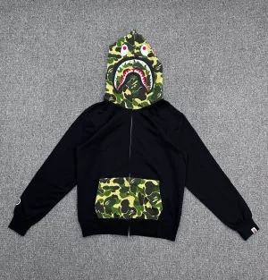 BAPE Camo Patchwork Full-Zip Shark Hoodie