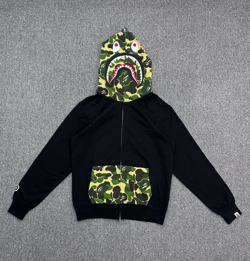 BAPE Camo Patchwork Full-Zip Shark Hoodie