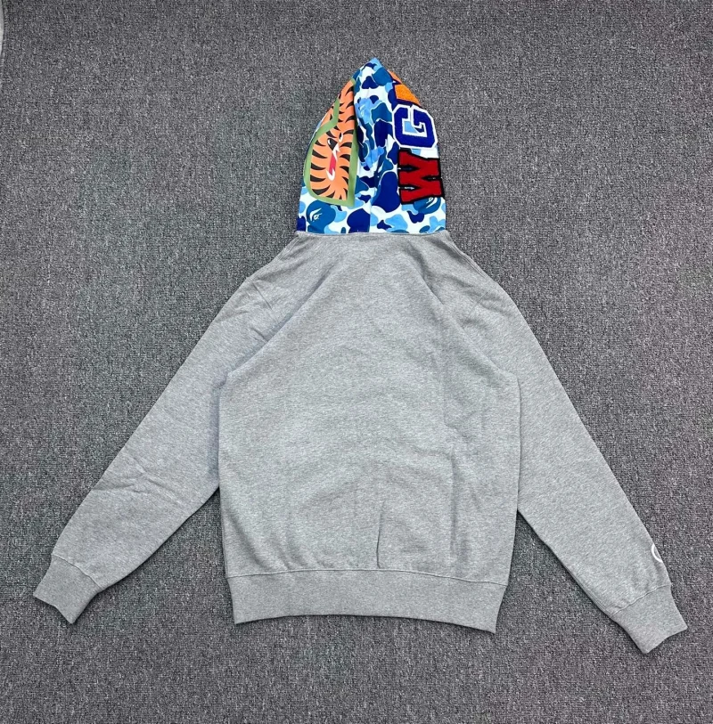 Back View BAPE Camo Patchwork Full-Zip Shark Hoodie