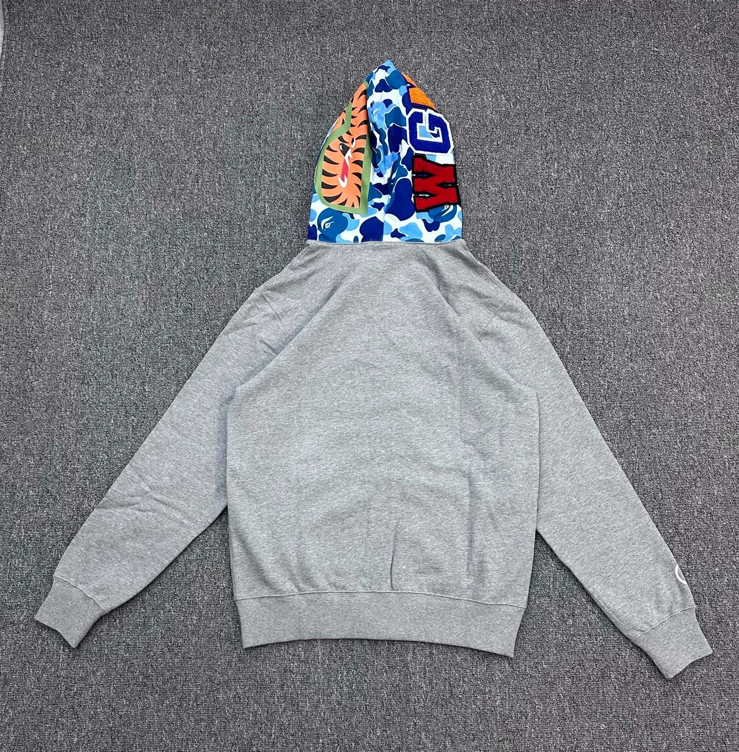 Back View BAPE Camo Patchwork Full-Zip Shark Hoodie