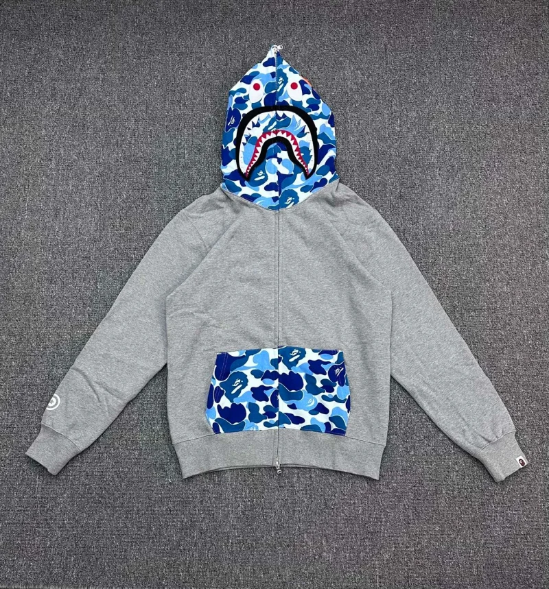 BAPE Camo Patchwork Full-Zip Shark Hoodie