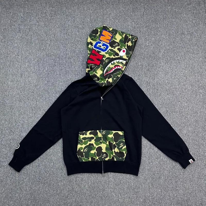 BAPE Camo Patchwork Full-Zip Shark Hoodie