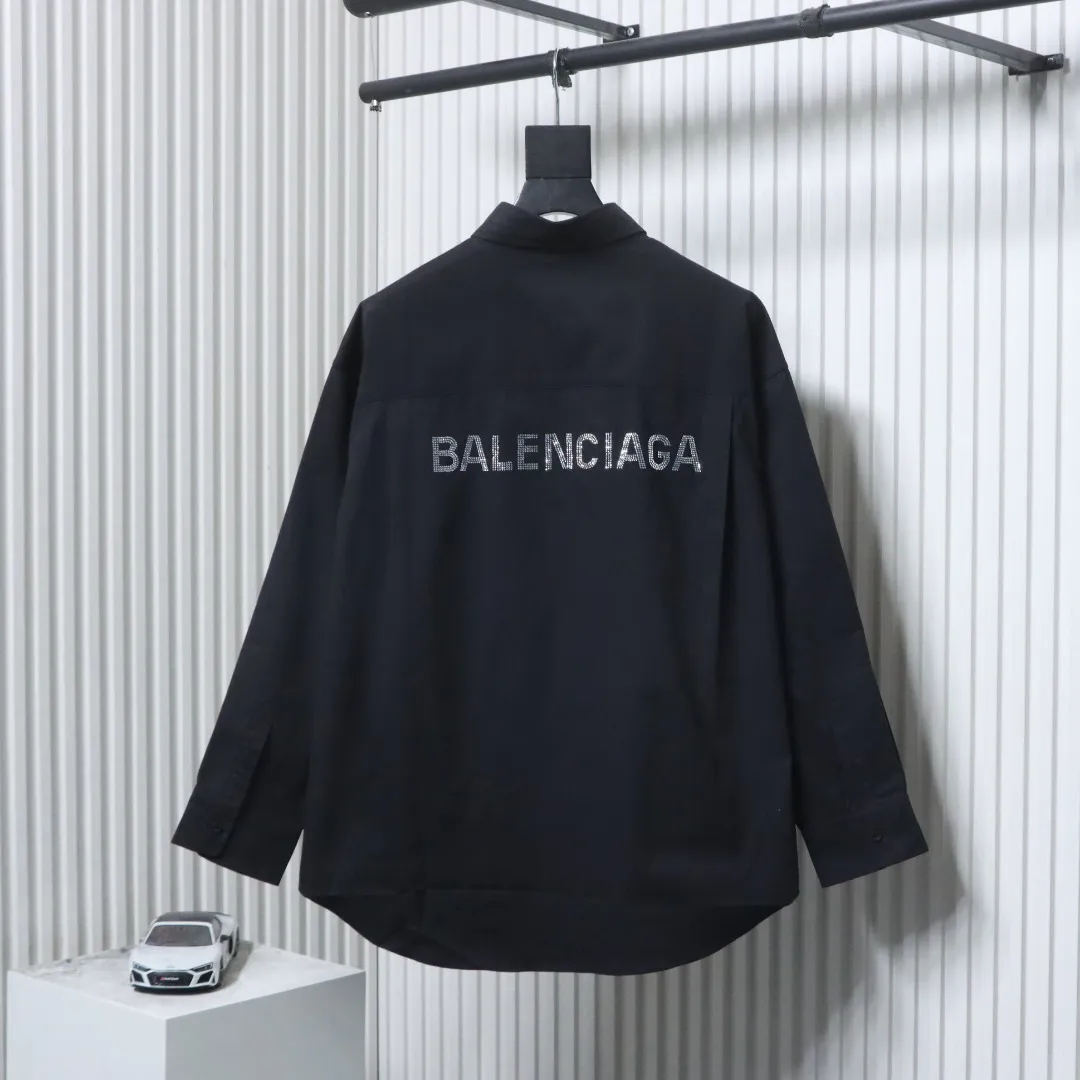 Back View BLCG Rhinestone Logo Long Sleeve Shirt
