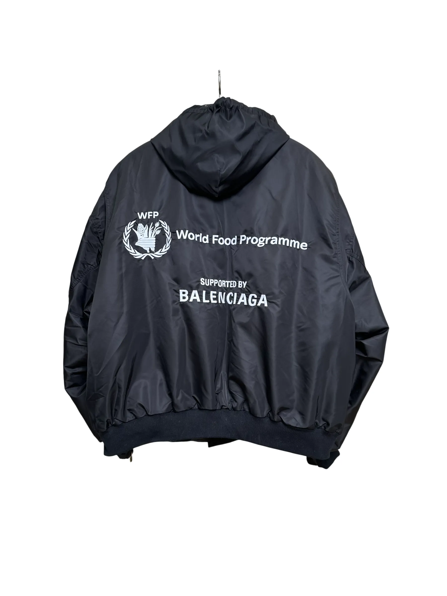 Back View BLCG x WFP Black Functional Hooded Flight Jacket