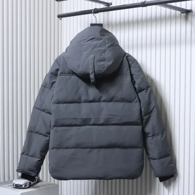 Back View C.G. Classic Hooded Gray Patch Down Jacket