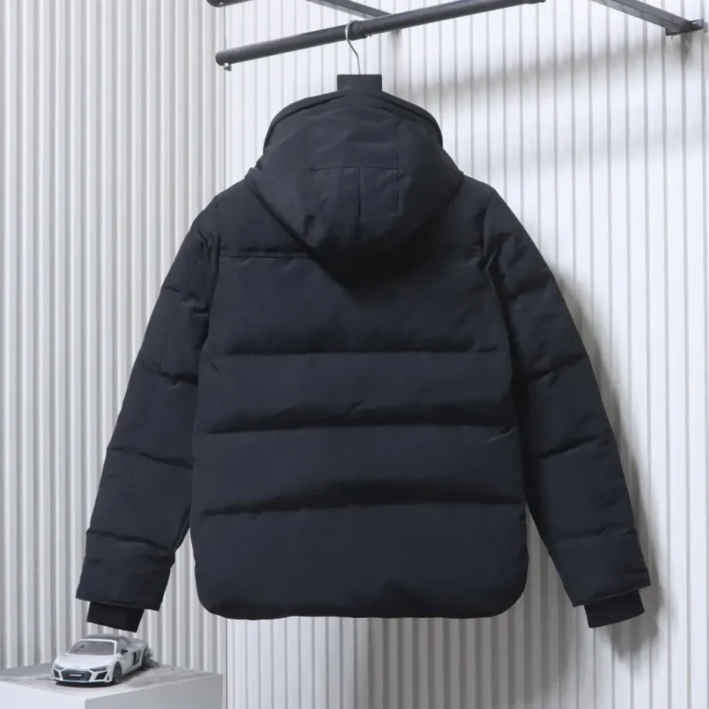 Back View C.G. Classic Hooded Gray Patch Down Jacket