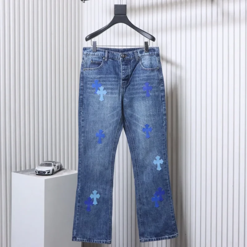 CH Dark Blue Cross Patch Slightly Flared Jeans