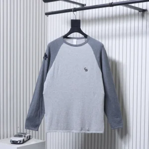 CH Embroidered Silk Cotton Knit Long Sleeve Shirt