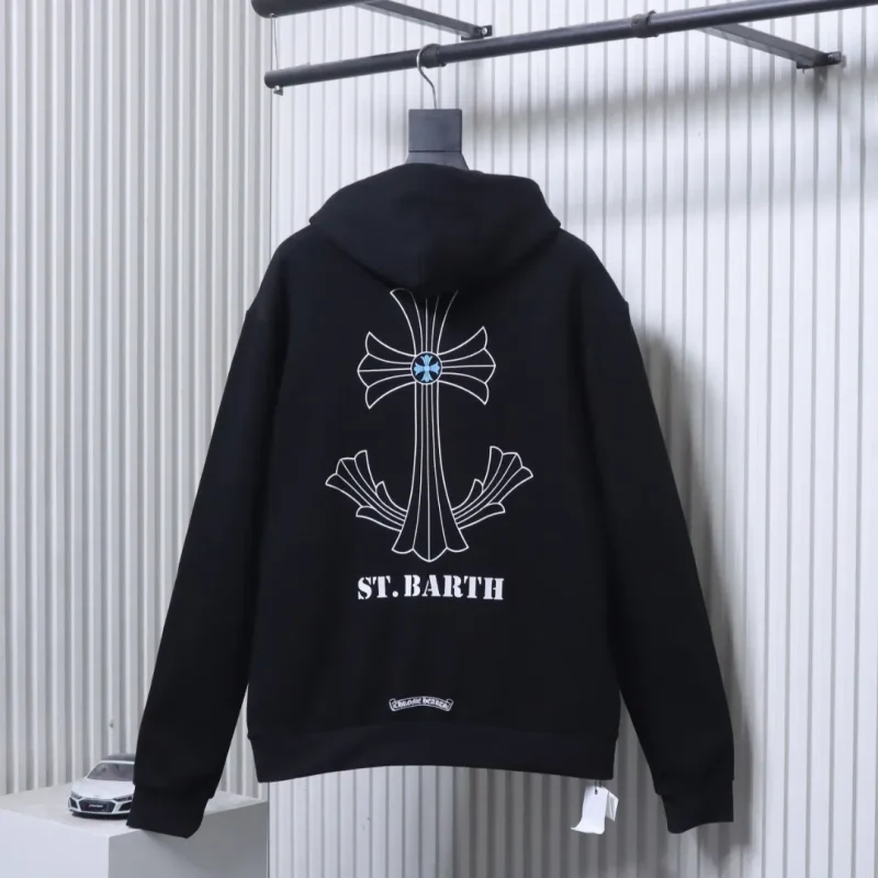 Back View CH St. Barth Cross Print Hoodie