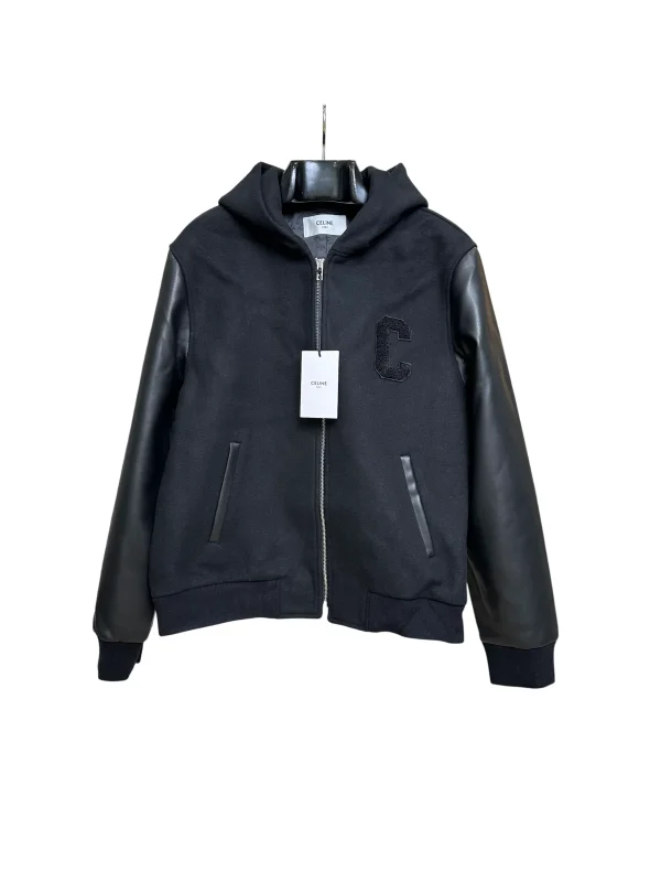 CLN Embroidered C Logo Hooded Varsity Jacket