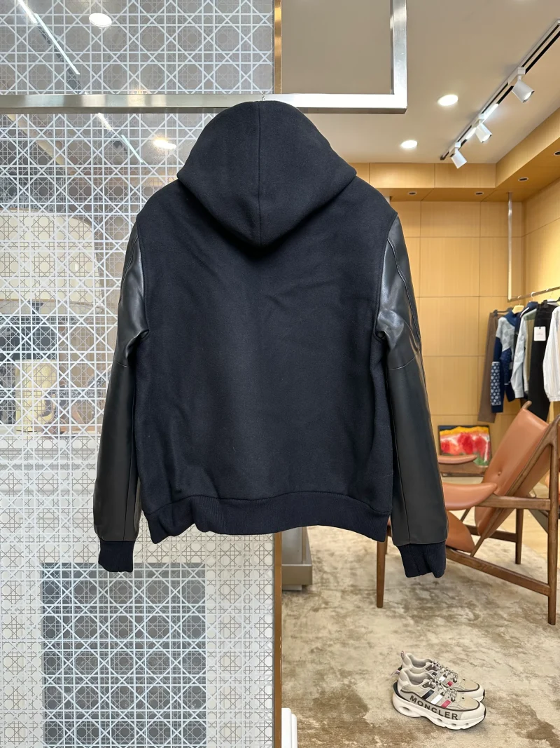 Back View CLN Embroidered C Logo Hooded Varsity Jacket