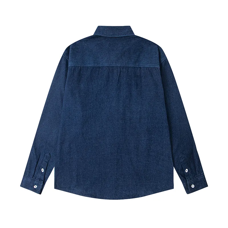 Back ViewCarhartt WIP Double Pocket Washed Denim Workwear Shirt