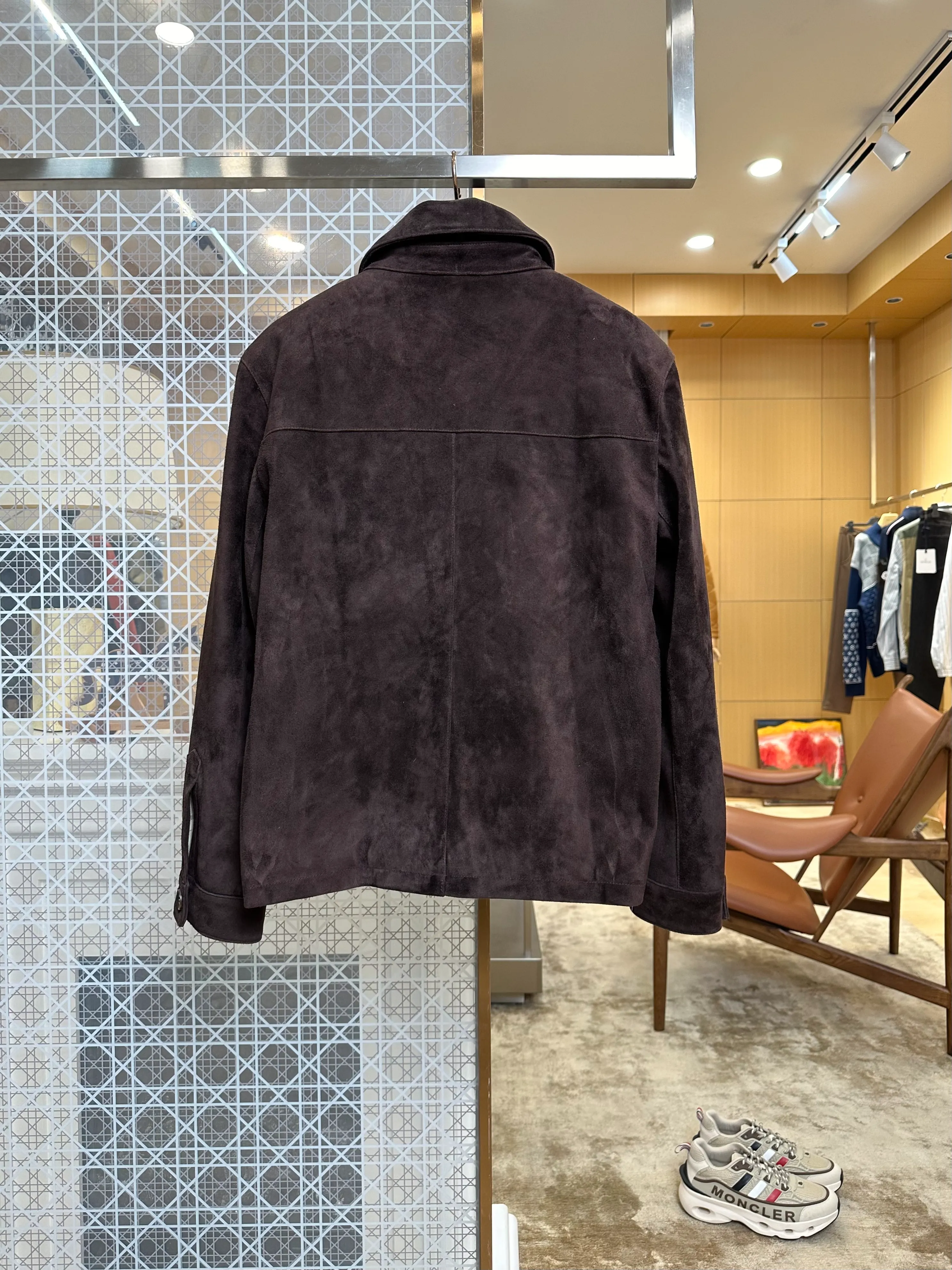 Back View LP Dark Brown Suede Lambskin Shirt Jacket