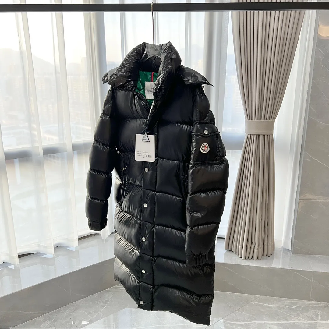 Side View Mcler Long Maya Hooded Down Jacket