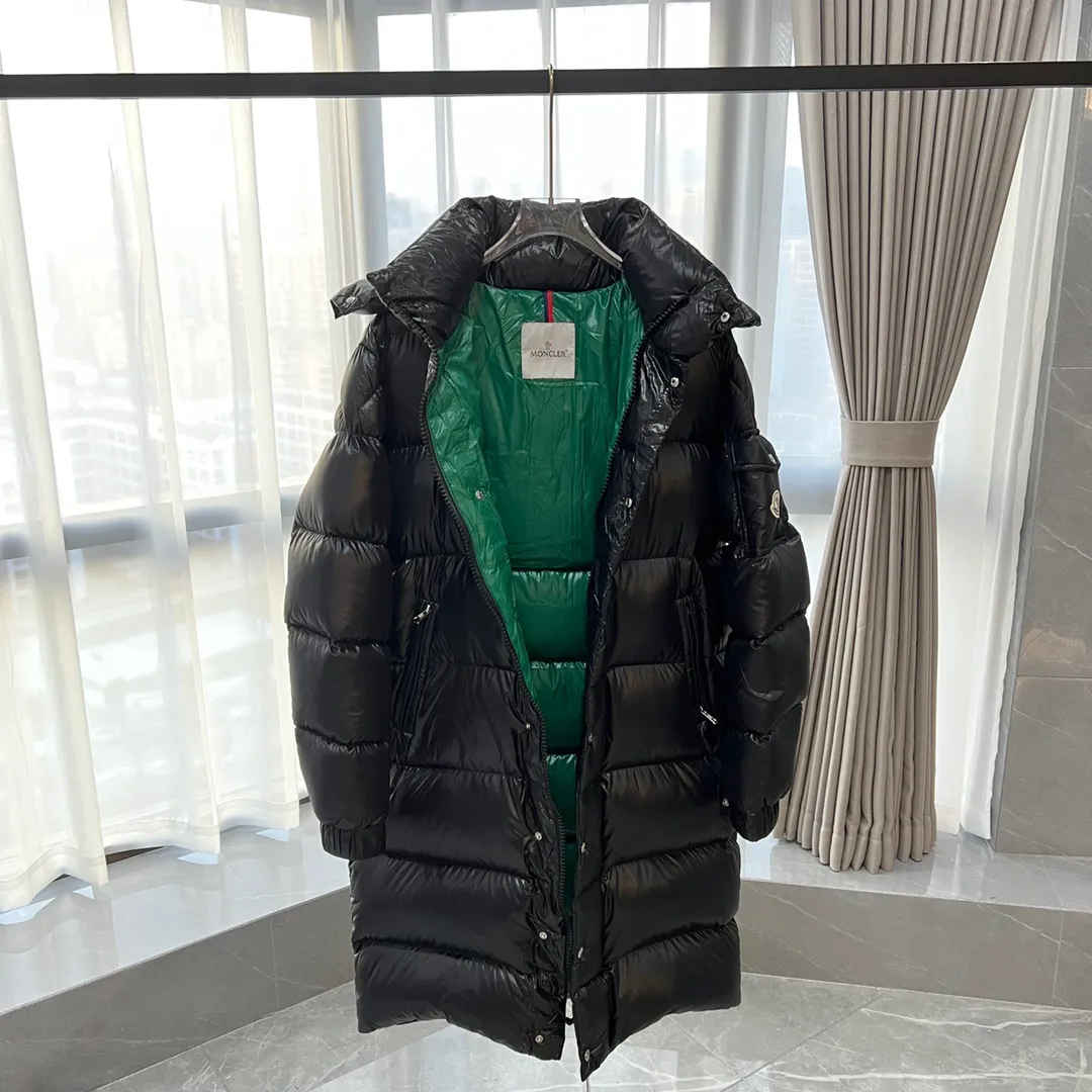 Open Zipper Mcler Long Maya Hooded Down Jacket