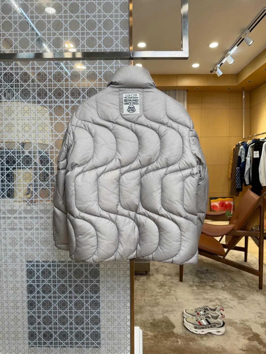 Back View Mcler x Palm Angels Haunani Wave Quilted Down Jacket