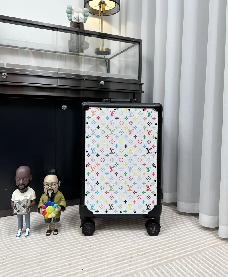Multicolor monogram rolling travel luggage front view