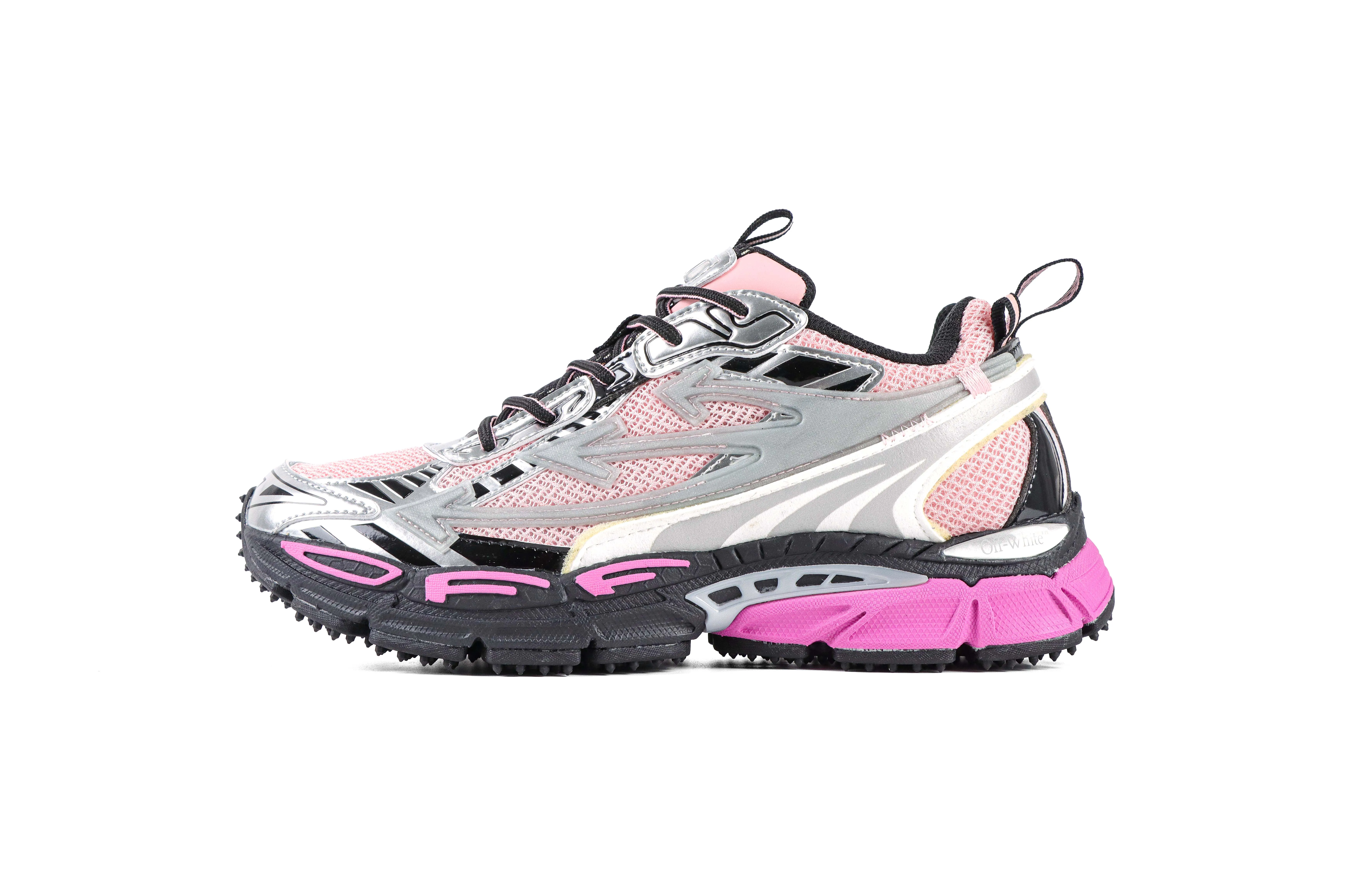 Off-White Be Right Back Sneakers Pink Silver Black Left Side View
