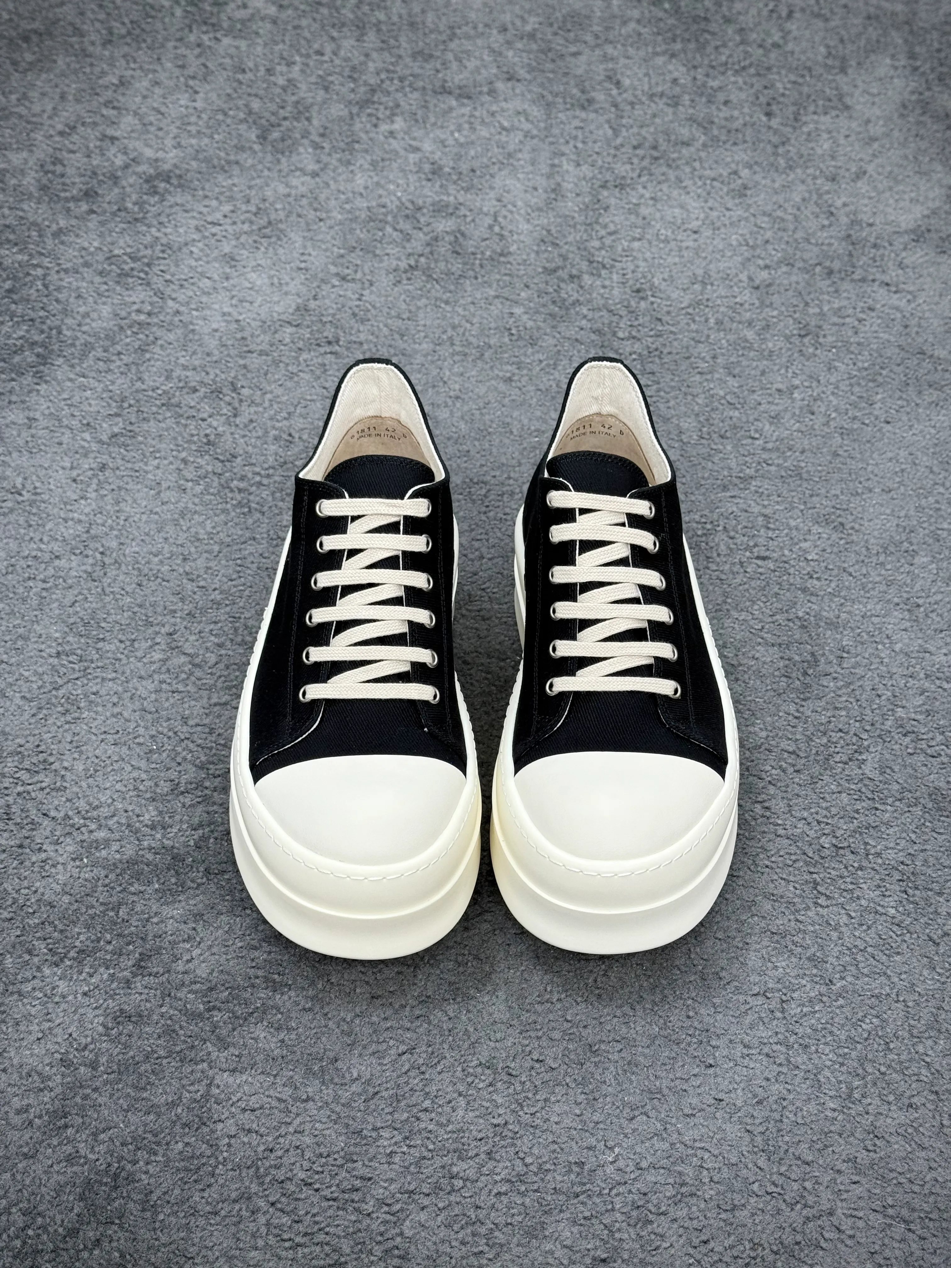 R 0wens DRKSHDW Bumper Low Black Milk Platform Sneakers