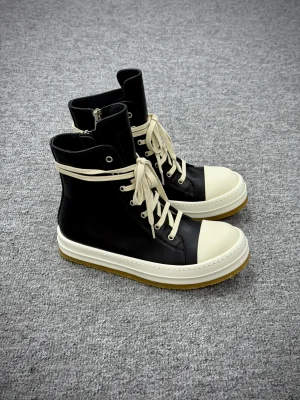 R 0wens Hollywood Leather High-Top Sneakers Black Milk Angeled View