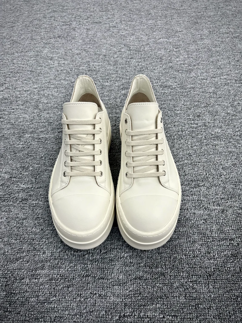 R 0wens Milk Leather Low Sneakers Profile View