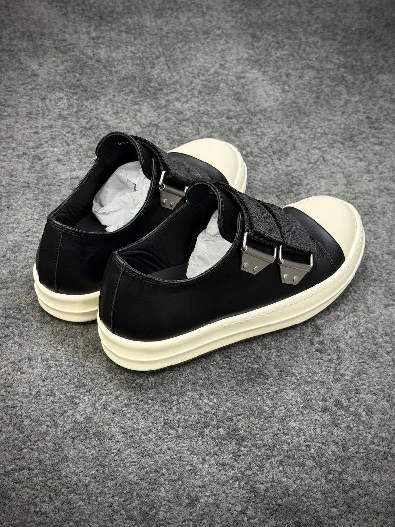 R 0wens Temple Strap Leather Low BlackMilk Sneakers Angeled View