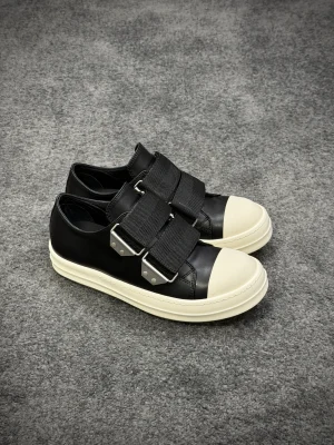 R 0wens Temple Strap Leather Low BlackMilk Sneakers Right Side View