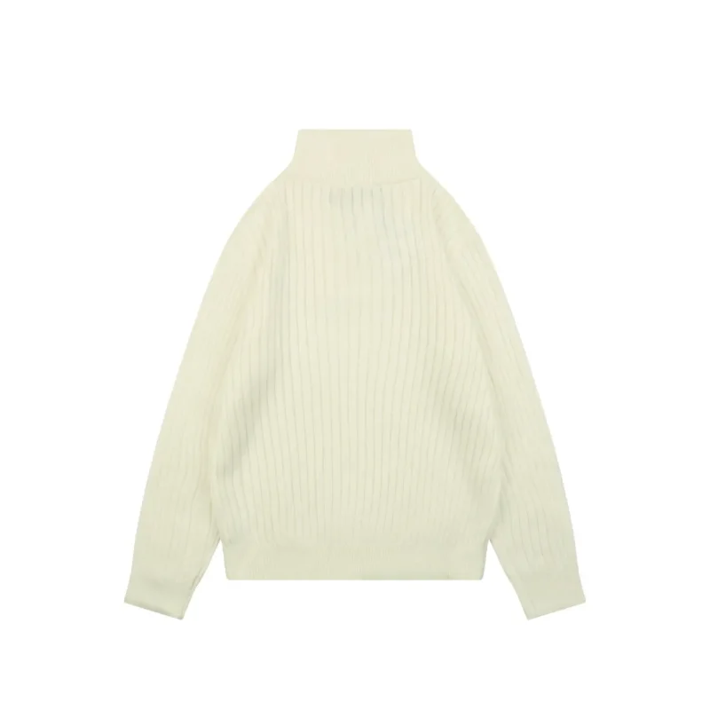 Back View RL Pony Embroidered Half-Zip Ribbed Turtleneck Sweater