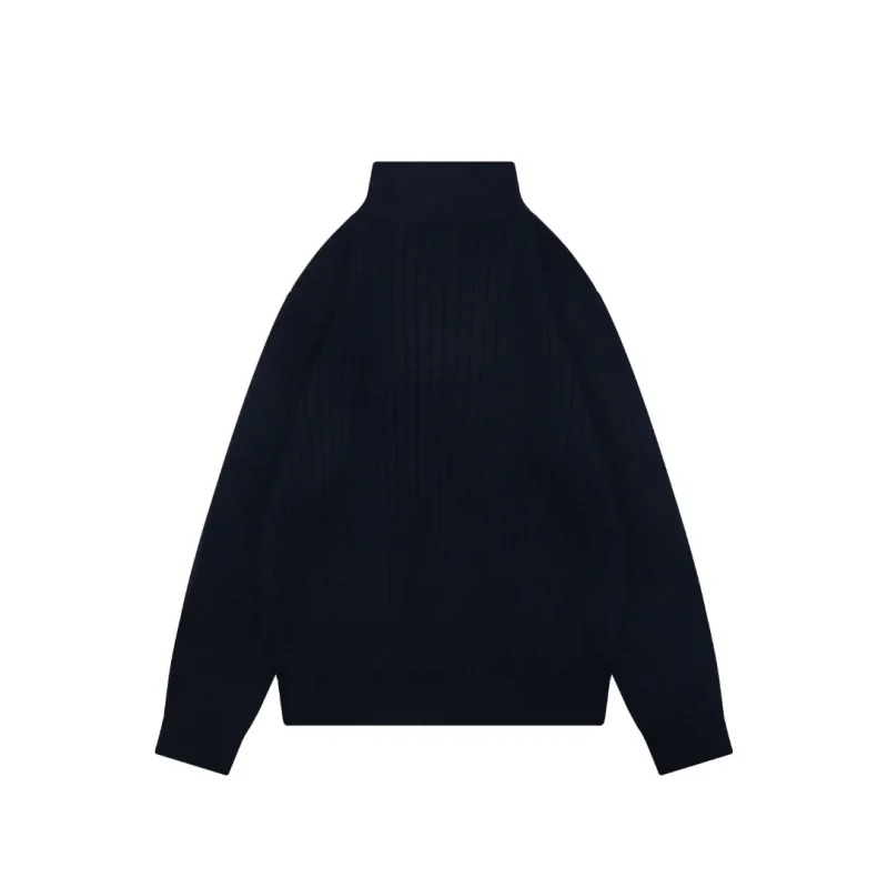 Back View RL Pony Embroidered Half-Zip Ribbed Turtleneck Sweater