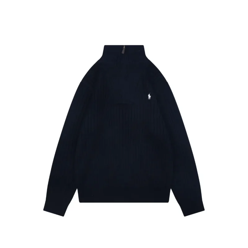 RL Pony Embroidered Half-Zip Ribbed Turtleneck Sweater