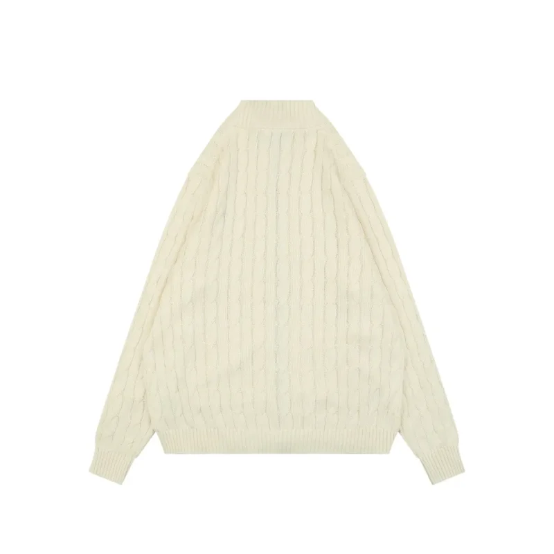 Back View RL Pony Logo Cable Knit Full-Zip Cardigan