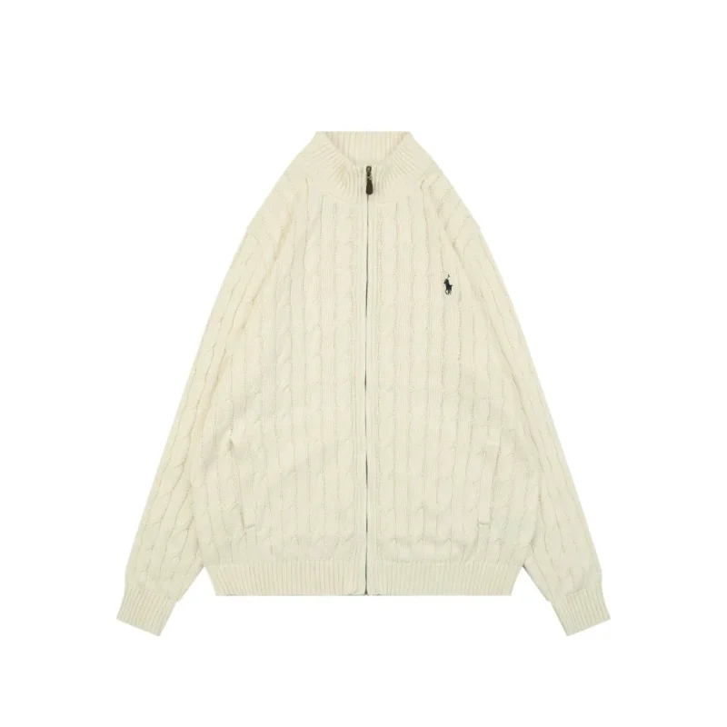 RL Pony Logo Cable Knit Full-Zip Cardigan