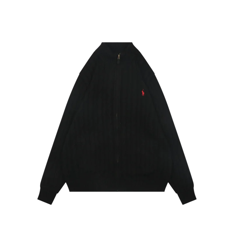 RL Pony Logo Cable Knit Full-Zip Cardigan