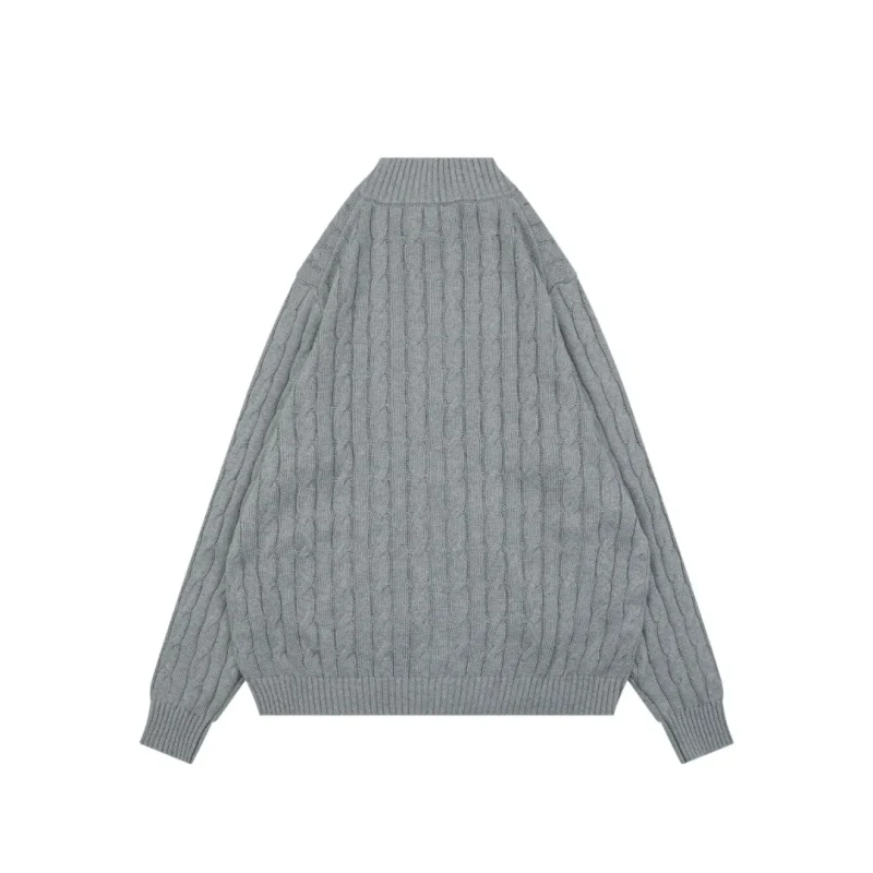 Back View RL Pony Logo Cable Knit Full-Zip Cardigan