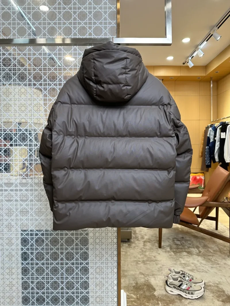 Back View Red Logo Hooded Down Jacket